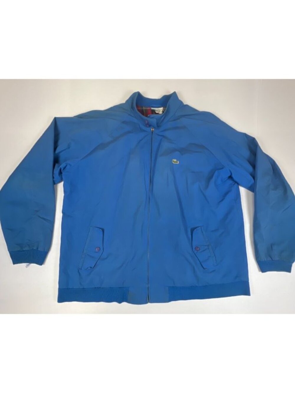 Vintage Izod Lacoste Jacket Mens XXL Tall Blue Plaid Lined Harrington